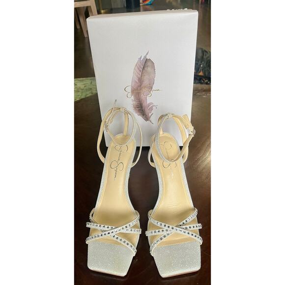 JESSICA SIMPSON Leonah Ankle Strap Sandal Silver Prom Formal Party Size 9 $89 - Picture 14 of 15